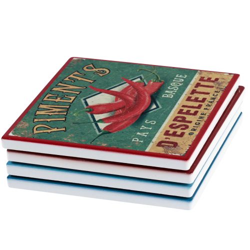 Product Coasters for glasses ceramic fruit vegetables 10×10cm 4pcs