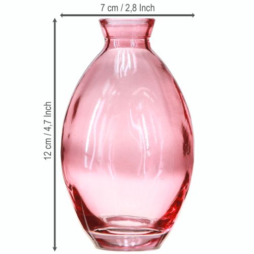 Product Vase bulbous mini vases glass tinted pink Ø7cm H12cm 6 pcs