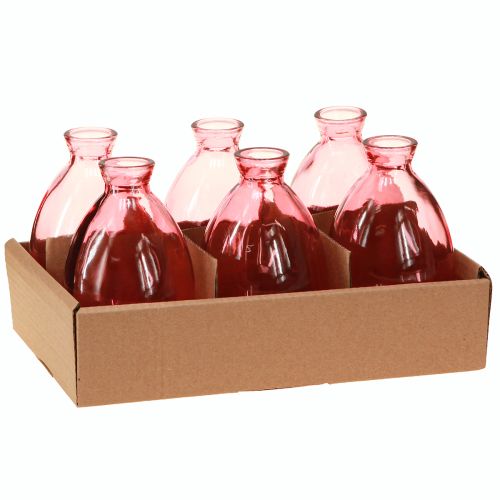 Product Vase bulbous mini vases glass tinted pink Ø7cm H12cm 6 pcs