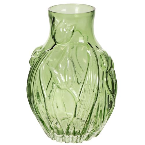 Floristik24 Glass vase with embossed tulip design for interior decoration, 22.5cm