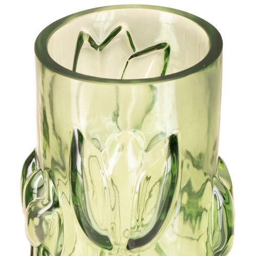 Product Glass vase with embossed tulip design for harmonious room design, 30cm