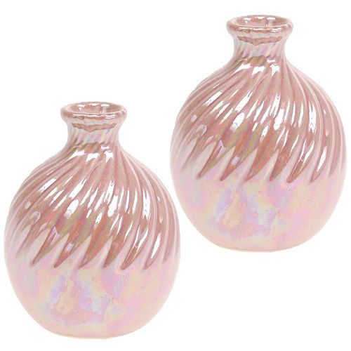 Floristik24 Vase Ø7.5cm H10cm mother-of-pearl pink 6pcs