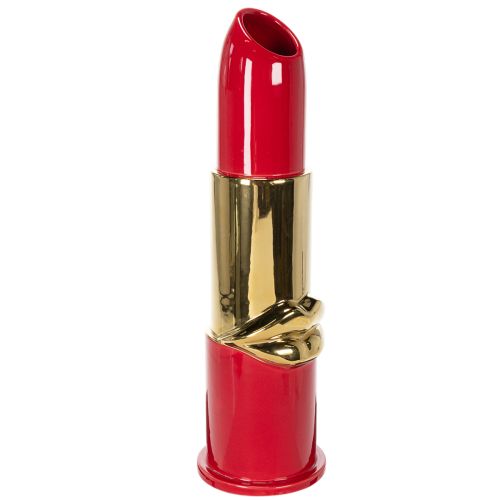 Decorative vase with lipstick design for artificial flowers with long stems, 38cm