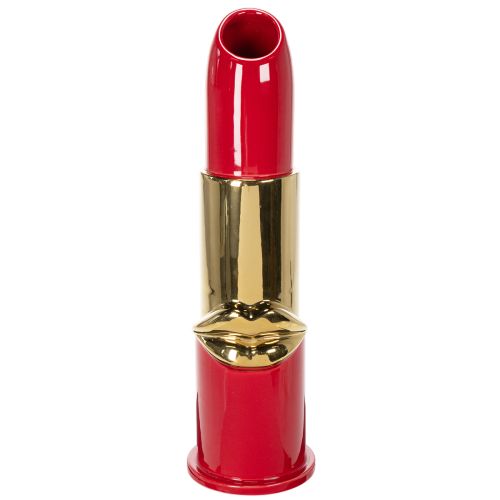 Decorative vase with lipstick