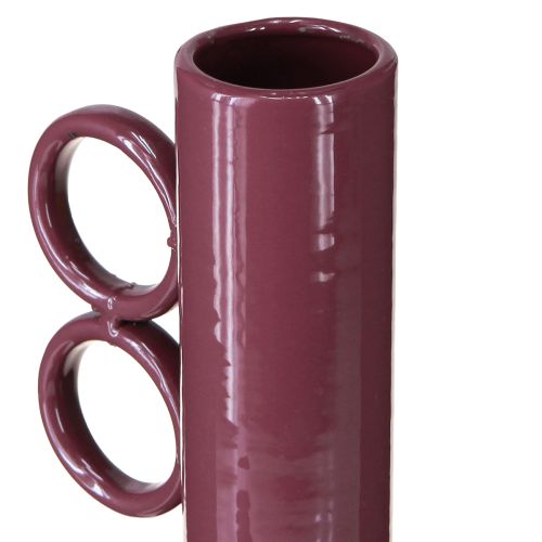 Product Modern, artistic vase with a long neck and round handles for stylish interiors, 24cm