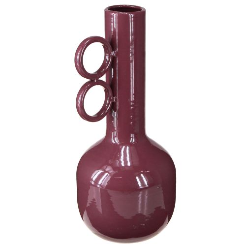 Product Modern, artistic vase with a long neck and round handles for stylish interiors, 24cm