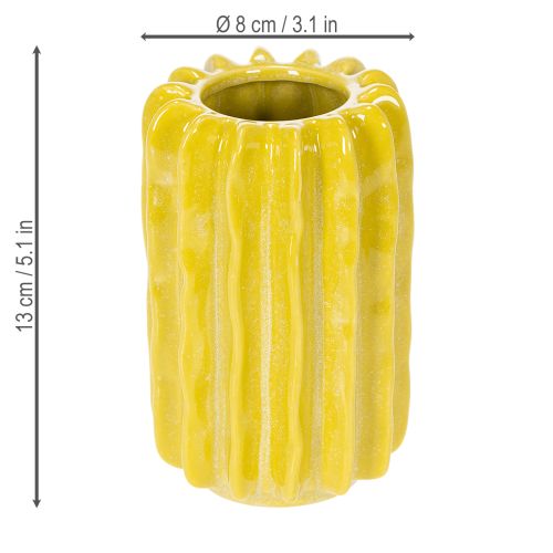 Product Cactus Ceramic Vase, Grooved Structure Design for Modern Living, 13cm, 4 Pieces