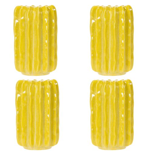 Product Cactus Ceramic Vase, Grooved Structure Design for Modern Living, 13cm, 4 Pieces