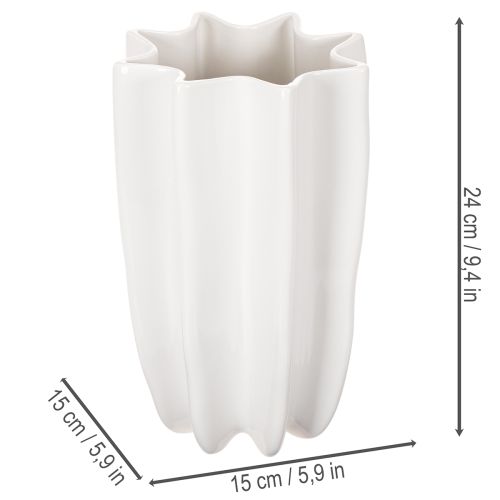 Ribbed vase, tall decorative vase for dried flowers, 24cm | Floristik24.ie
