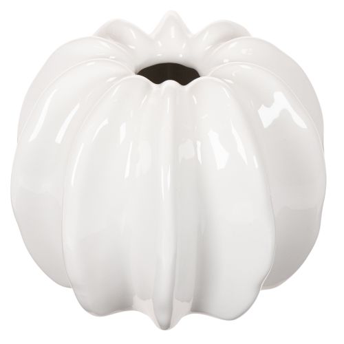 Pumpkin ceramic vase, white, home decoration, 15cm