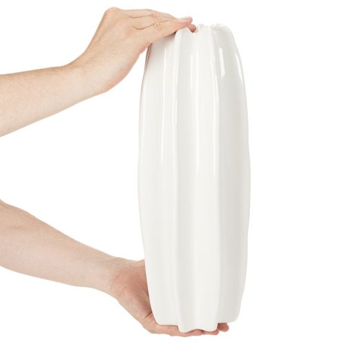 Ribbed vase, modern ceramic vase for dried flowers, 40cm | Floristik24.ie