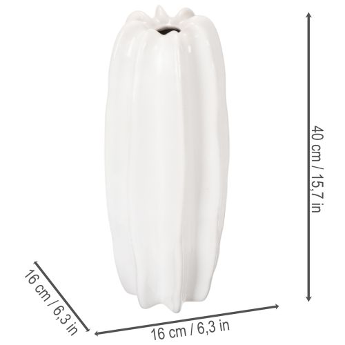 Ribbed vase, modern ceramic vase for dried flowers, 40cm | Floristik24.ie