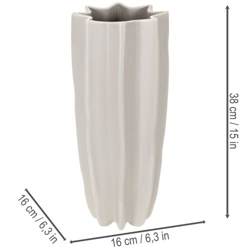 Modern ribbed vase, tall decorative vase for dried flowers, 38cm | Floristik24.ie