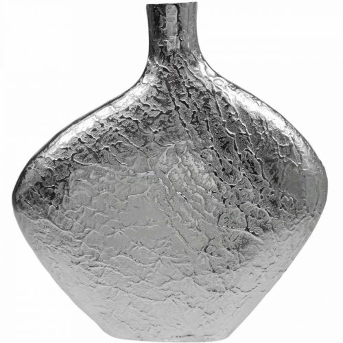Product Decorative Vase Metal Hammered Flower Vase Silver 33x8x36cm