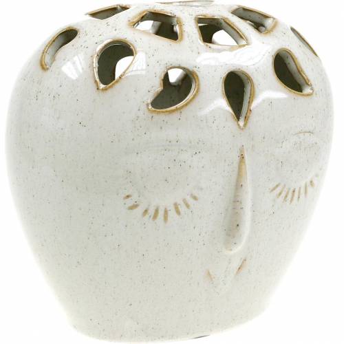 Floristik24 Ceramic vase with face cream, beige H13cm stoneware look 1 pc