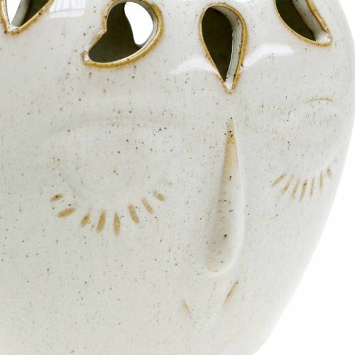 Floristik24 Ceramic vase with face cream, beige H13cm stoneware look 1 pc