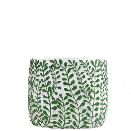 Floristik24 Ceramic flower pot, plant pot with leaf tendrils Ø14.5cm H12.5cm