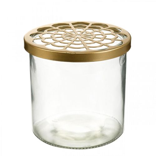 Glass vase with plug-in lid, plug-in grid, table vase with plug-in aid H10cm Ø10cm