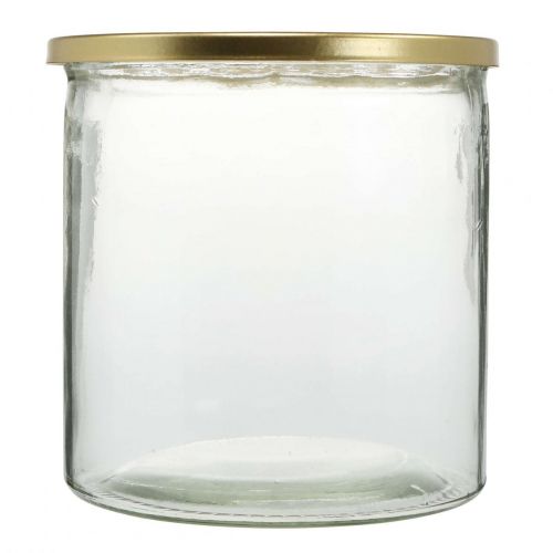 Floristik24 Vase with metal lid, plug-in aid, glass vase with plug-in attachment, table decoration H15cm Ø15cm