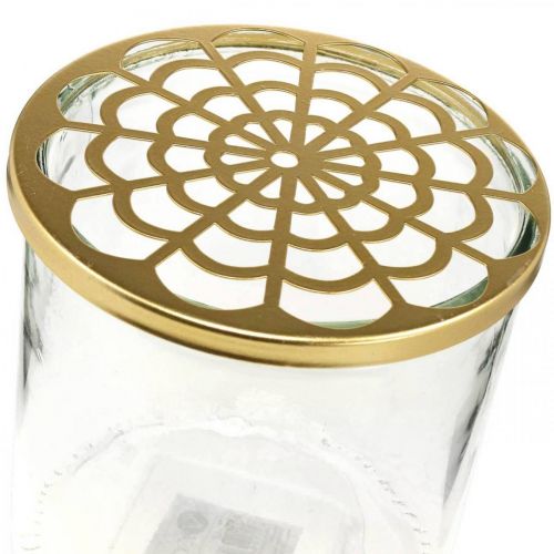 Floristik24 Vase with metal lid, plug-in aid, glass vase with plug-in attachment, table decoration H15cm Ø15cm