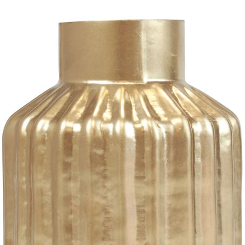 Floristik24 Vase gold glass vase with grooves flower vase glass Ø8cm H14cm