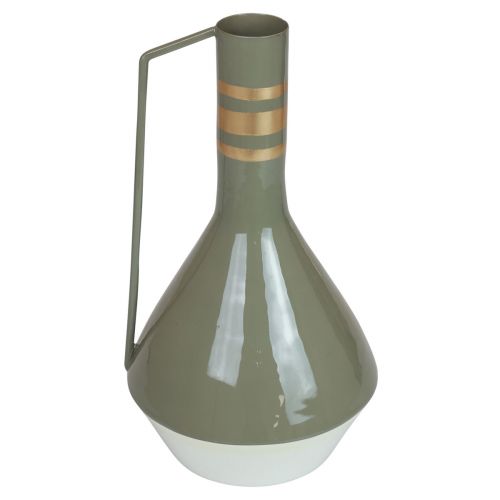 Product Vintage decorative metal jug with handle in grey and gold, Ø18cm H33cm, ideal for dried flowers and artificial plants