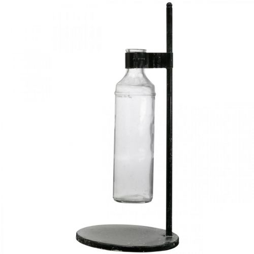 Product Decorative vase decorative bottle with metal stand black Ø16cm