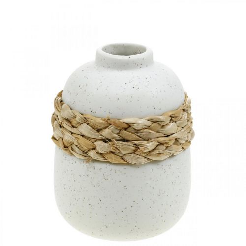 Product Flower vase white ceramic seagrass table vase H10.5cm 2pcs