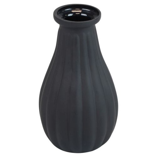 Product Vase black glass vase grooves decorative vase glass Ø8cm H14cm