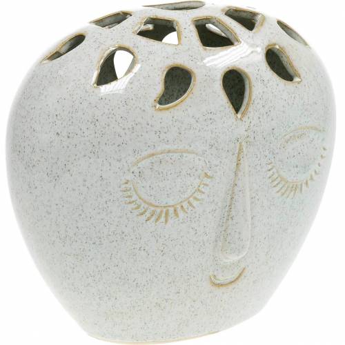 Floristik24 Vase with face cream, beige H18cm stoneware look 1 pc