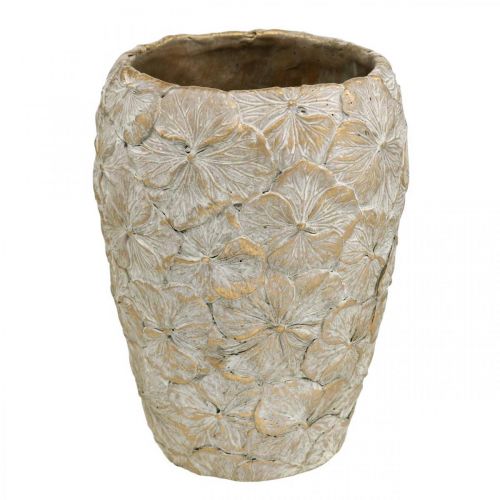 Floristik24 Decorative pot flower pattern, concrete vase golden vintage look Ø18cm H24cm