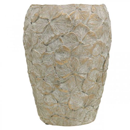 Floristik24 Decorative pot flower pattern, concrete vase golden vintage look Ø18cm H24cm