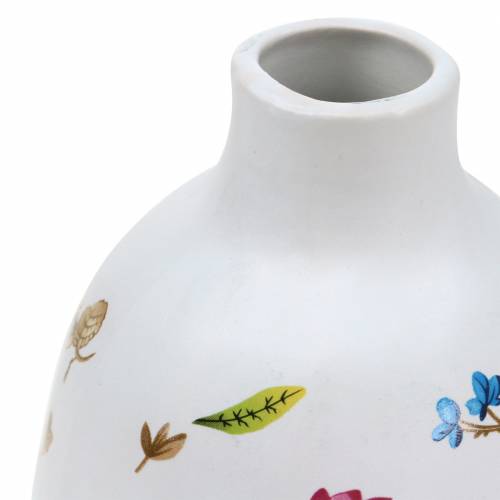 Floristik24 Decorative vase white floral Ø11cm H17.5cm