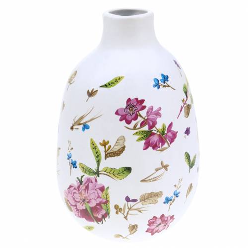 Floristik24 Decorative vase white floral Ø11cm H17.5cm
