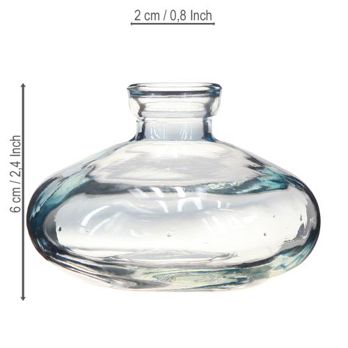 Product Vases bulbous flat glass decorative vases blue Ø9cm H6cm 6 pcs