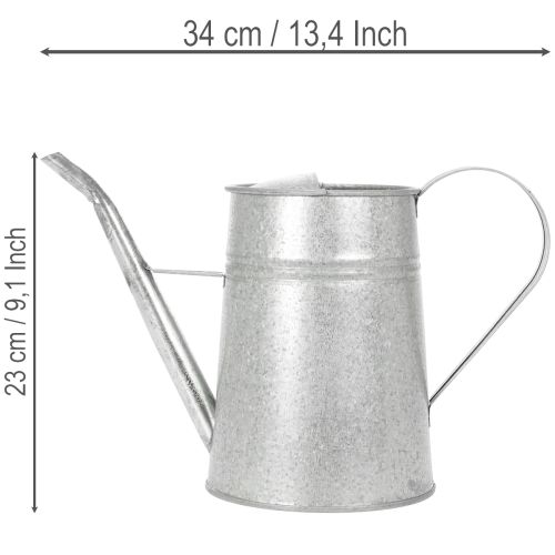 Galvanized decorative watering can, metal, grey, vintage look, 1.7L, H23cm, for stylish flower decorations &amp; planters | Floristik24.ie