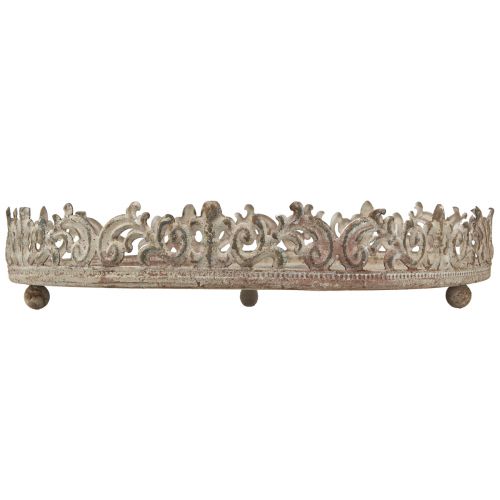 Floristik24 Vintage decorative tray round with feet grey Ø30/35cm set of 2