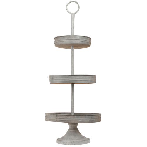 Floristik24 Vintage etagere metal gray 3 tiers Ø30.5cm H78cm