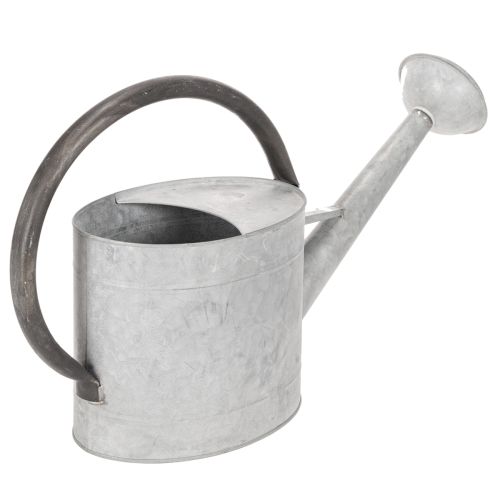 Vintage metal watering can, silver-grey, stylish garden decoration, flower vase, L53cm H29cm | Floristik24.ie