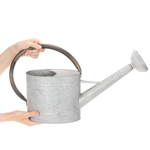 Vintage metal watering can, silver-grey, stylish garden decoration, flower vase, L53cm H29cm | Floristik24.ie