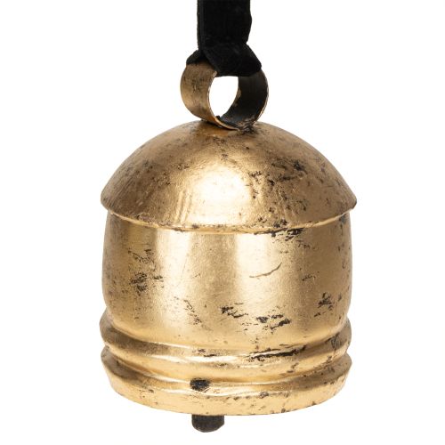 Floristik24 Vintage gold bell with black velvet ribbon, H15cm