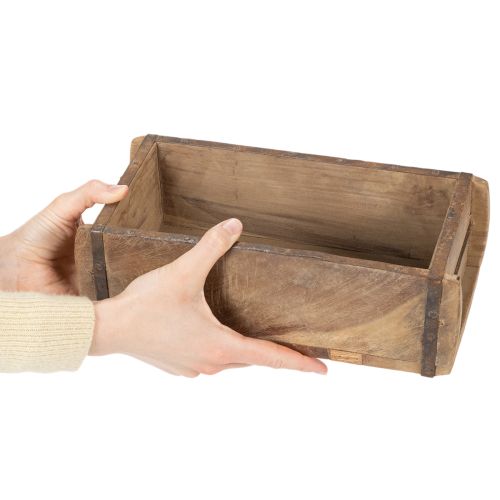 Vintage wooden box planter brick shape wood 30cm | Floristik24.ie