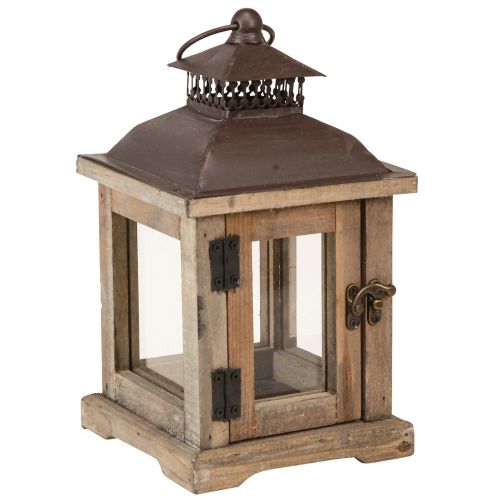 Floristik24 Vintage Lantern Dark Brown Wooden Lantern 15×15cm H26cm