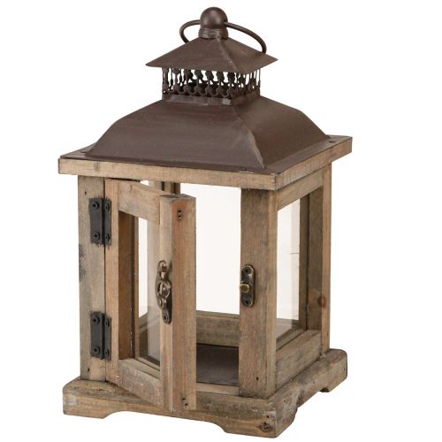 Floristik24 Vintage Lantern Dark Brown Wooden Lantern 15×15cm H26cm