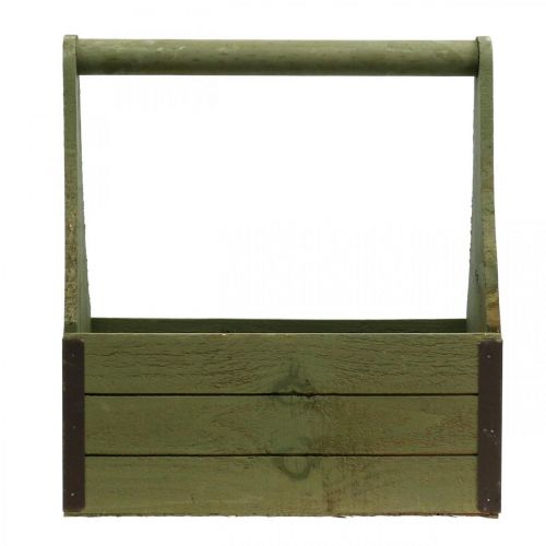Floristik24 Vintage plant box wooden tool box olive green 28×14×31cm