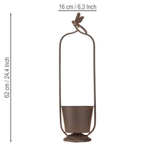 Product Vintage planter with trellis dragonfly metal Ø16/H62cm