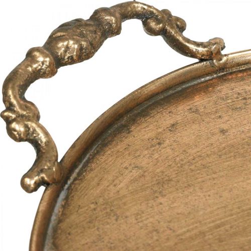 Floristik24 Vintage tray, decorative tray golden, candle tray H2cm Ø25/21cm set of 2