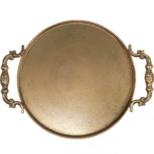 Floristik24 Vintage tray, decorative tray golden, candle tray H2cm Ø25/21cm set of 2