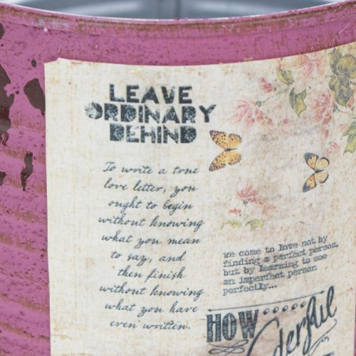 Product Vintage planter decorative box purple metal summer decoration Ø11cm H10.5cm