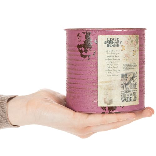 Product Vintage planter decorative box purple metal summer decoration Ø11cm H10.5cm